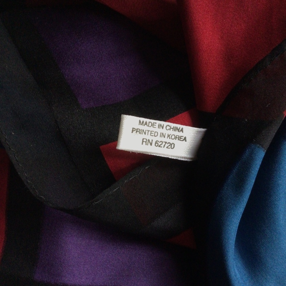 ACCESSORY STREET WINDOWPANE MULTI COLORED SILK NECK OR HAIR SCARF - Picture 9 of 10